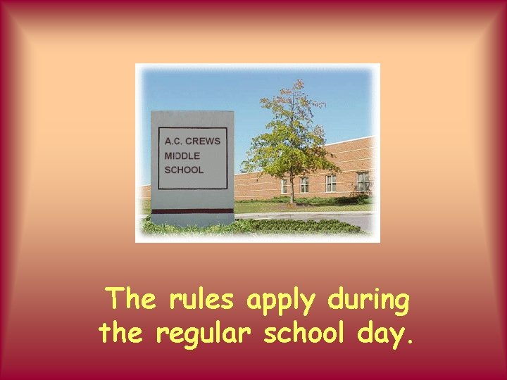 The rules apply during the regular school day. 
