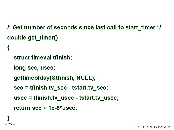 /* Get number of seconds since last call to start_timer */ double get_timer() {