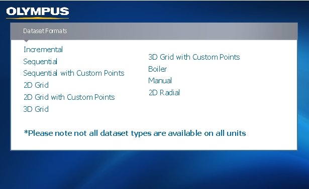 Dataset Formats Incremental Sequential with Custom Points 2 D Grid with Custom Points 3