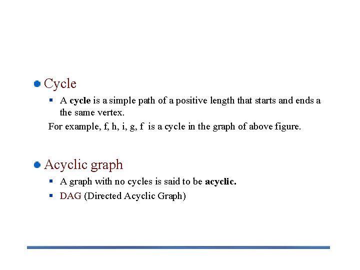 Graph Properties -- Acyclicity Cycle § A cycle is a simple path of a