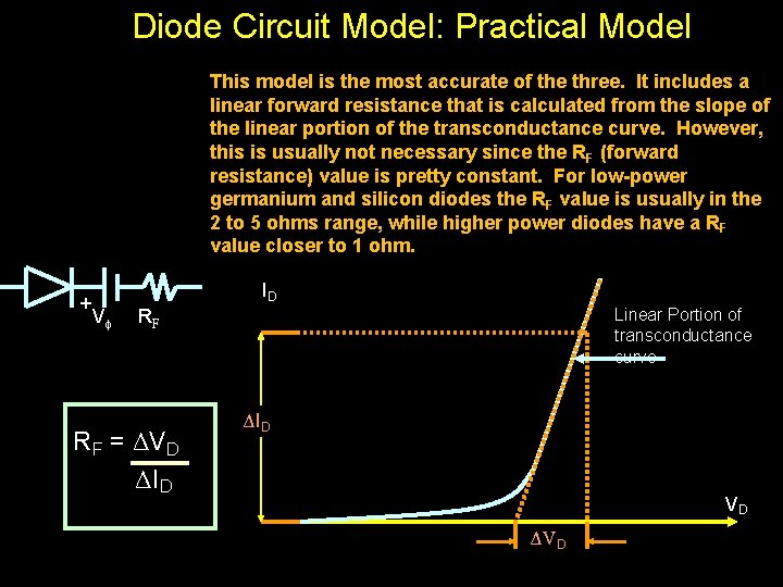 Diode Circuit Model: Practical Model This model is the most accurate of the three.