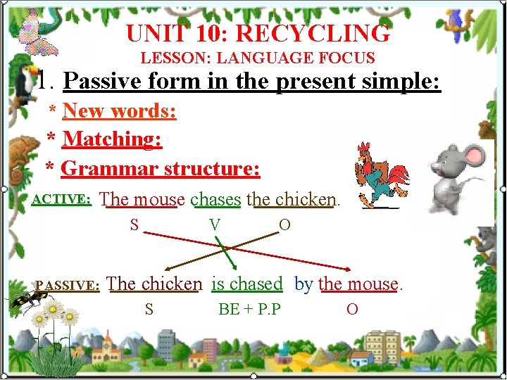 UNIT 10: RECYCLING LESSON: LANGUAGE FOCUS 1. Passive form in the present simple: *
