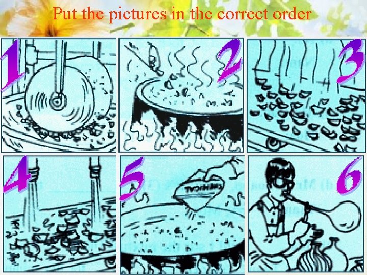 Put the pictures in the correct order 
