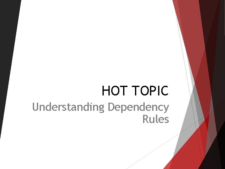 HOT TOPIC Understanding Dependency Rules HOT TOPIC Understanding Dependency Rules