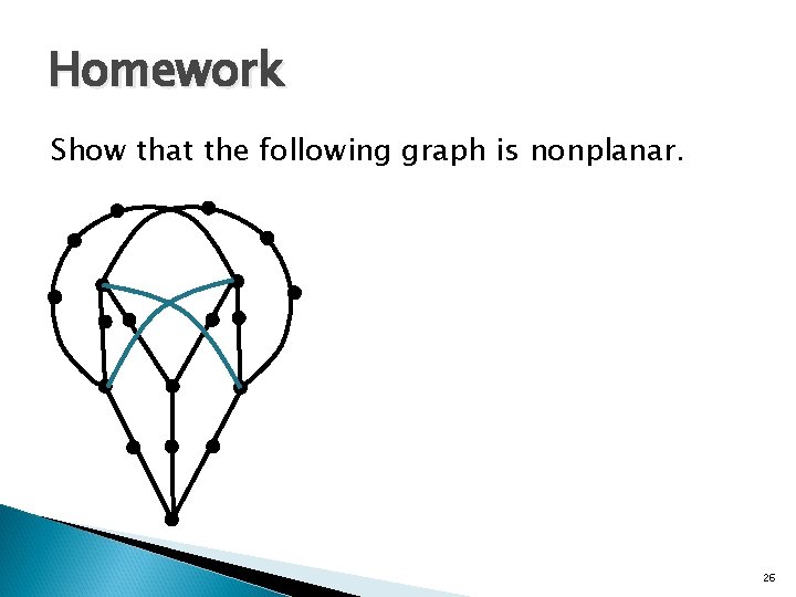 Homework Show that the following graph is nonplanar. 26 