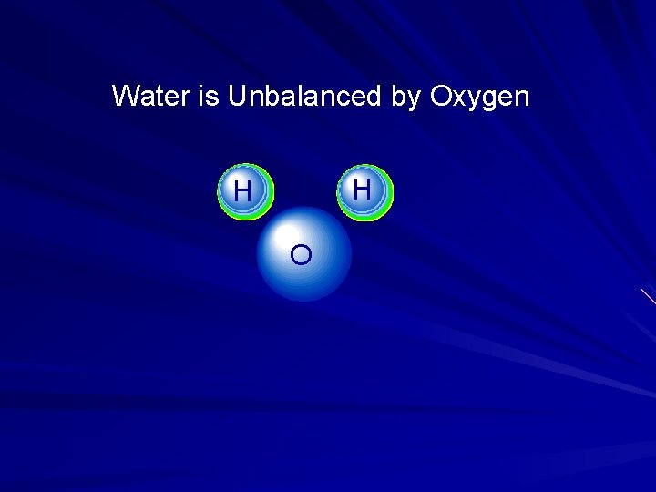 Water is Unbalanced by Oxygen H H O 