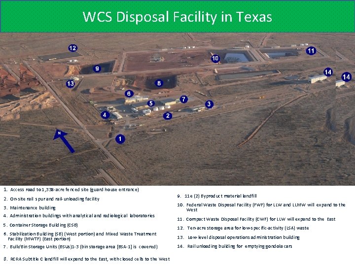 WCS Disposal Facility in Texas 1. Access road to 1, 338 -acre fenced site