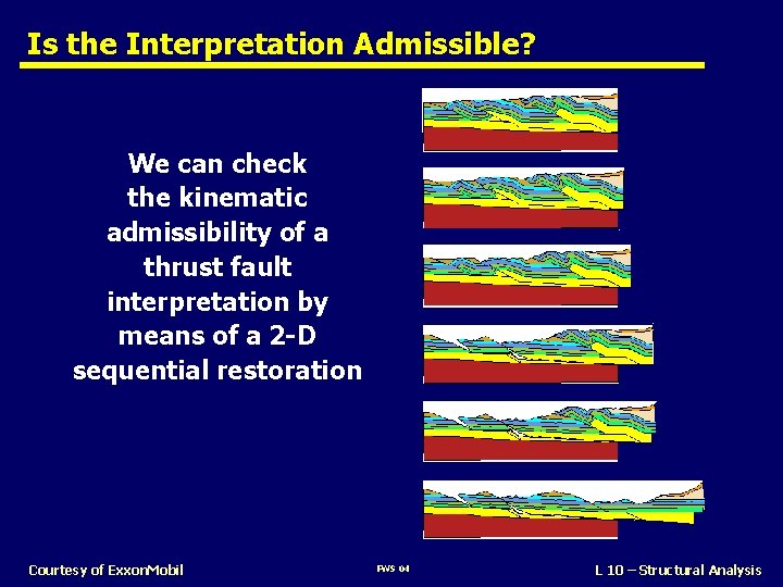 Is the Interpretation Admissible? We can check the kinematic admissibility of a thrust fault