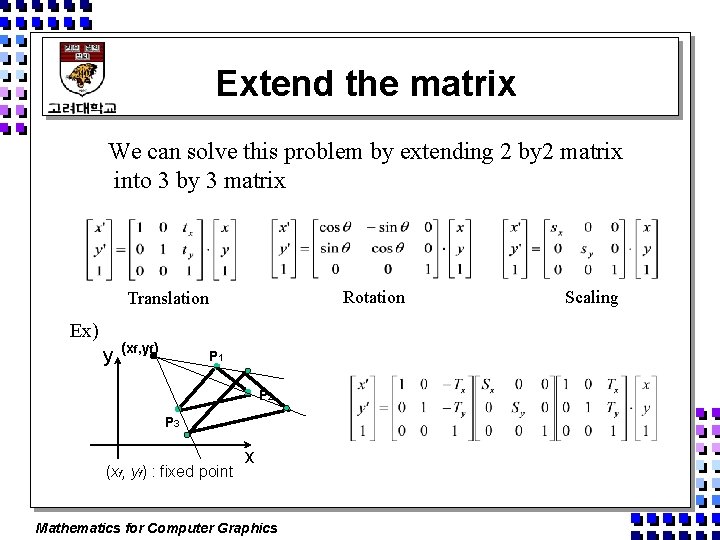 Extend the matrix We can solve this problem by extending 2 by 2 matrix