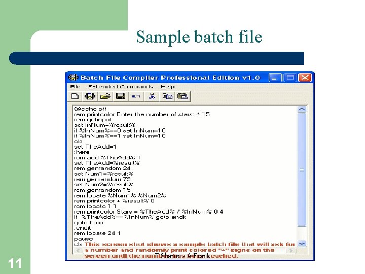 Sample batch file 11 T. Sharon - A. Frank 