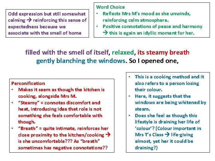 Odd expression but still somewhat calming reinforcing this sense of expectedness because we associate