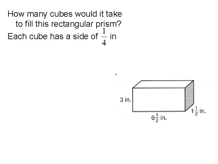 How many cubes would it take to fill this rectangular prism? Each cube has