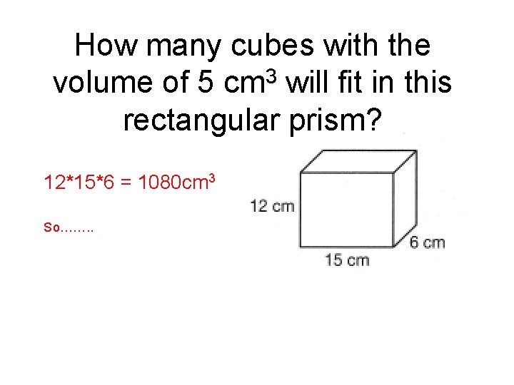 How many cubes with the volume of 5 cm 3 will fit in this