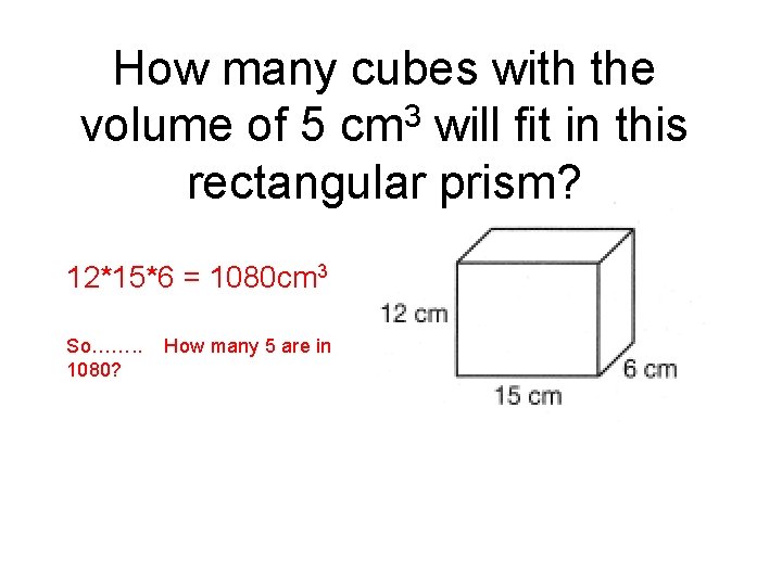 How many cubes with the volume of 5 cm 3 will fit in this