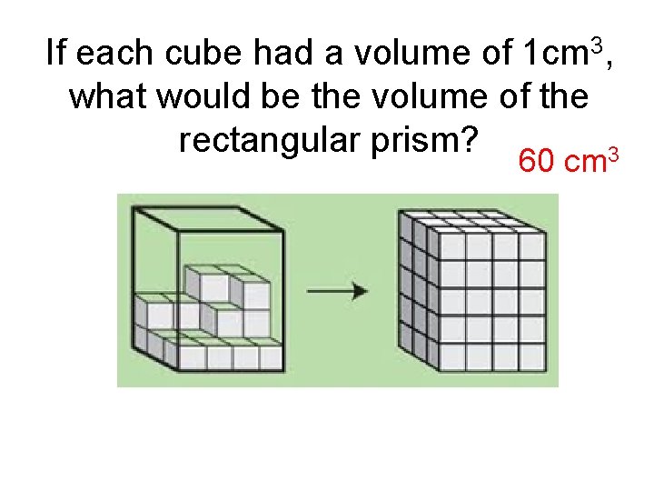 If each cube had a volume of 1 cm 3, what would be the