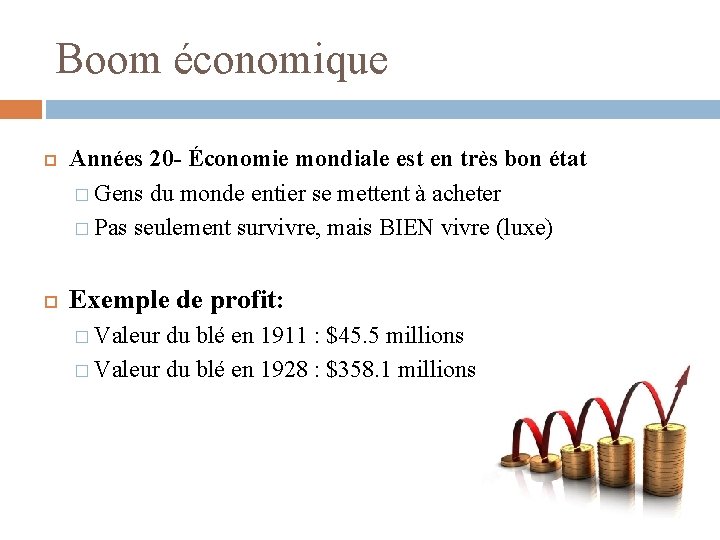 Boom économique Années 20 - Économie mondiale est en très bon état � Gens