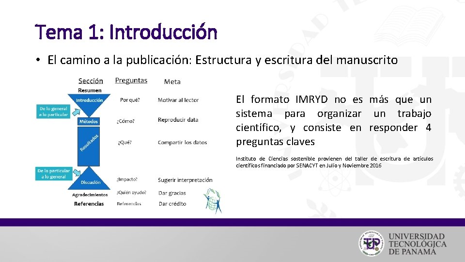 Tema 1: Introducción • El camino a la publicación: Estructura y escritura del manuscrito