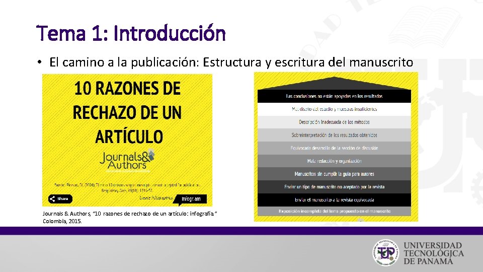 Tema 1: Introducción • El camino a la publicación: Estructura y escritura del manuscrito