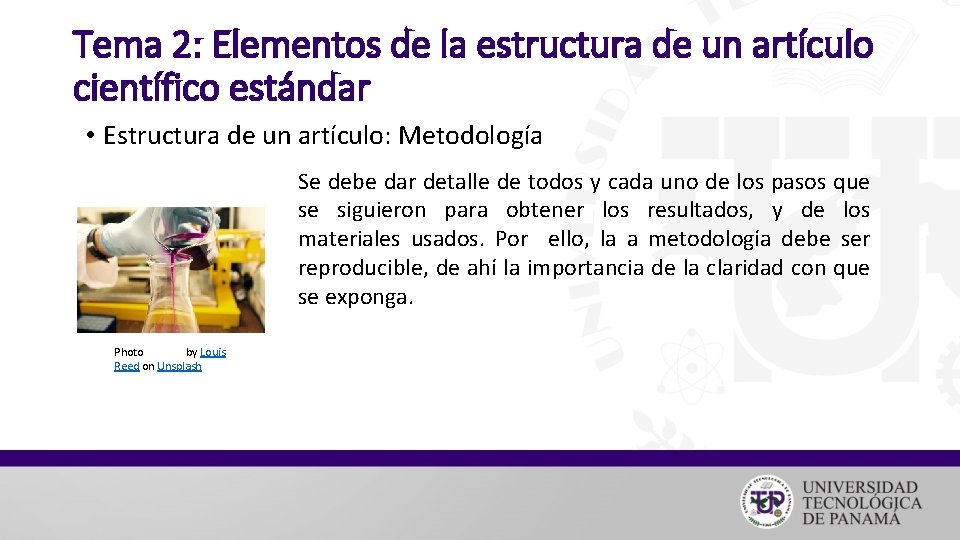 Tema 2: Elementos de la estructura de un artículo científico estándar • Estructura de