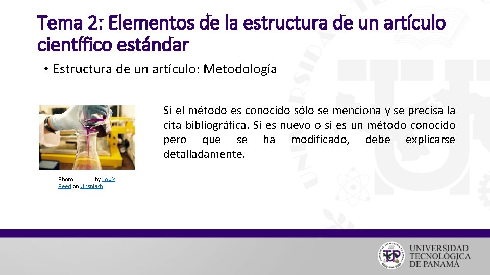 Tema 2: Elementos de la estructura de un artículo científico estándar • Estructura de