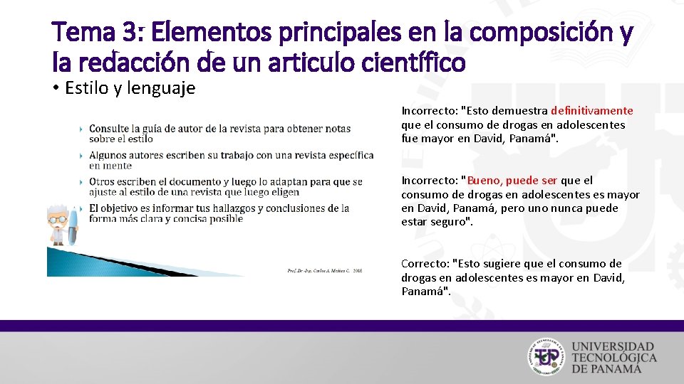 Tema 3: Elementos principales en la composición y la redacción de un articulo científico