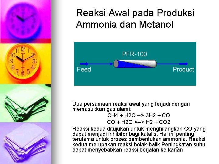 Reaksi Awal pada Produksi Ammonia dan Metanol Dua persamaan reaksi awal yang terjadi dengan