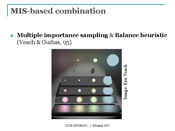 MIS-based combination Multiple importance sampling & Balance heuristic (Veach & Guibas, 95) Image: Eric