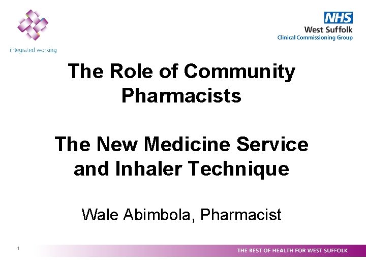 The Role of Community Pharmacists The New Medicine Service and Inhaler Technique Wale Abimbola,