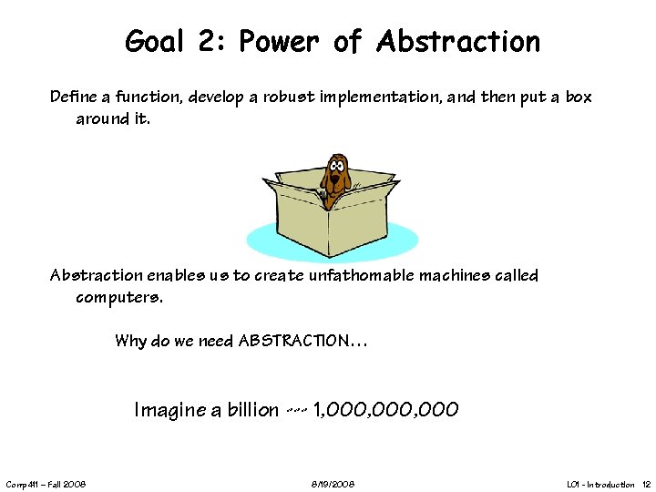 Goal 2: Power of Abstraction Define a function, develop a robust implementation, and then