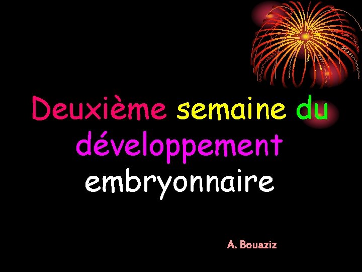 Deuxième semaine du développement embryonnaire A. Bouaziz 