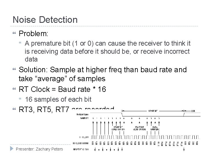 Noise Detection Problem: Solution: Sample at higher freq than baud rate and take “average”