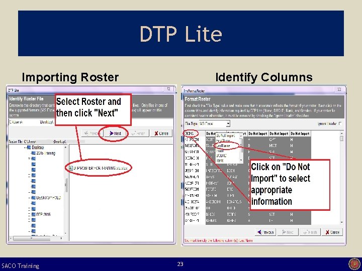 DTP Lite Importing Roster SACO Training Identify Columns 23 