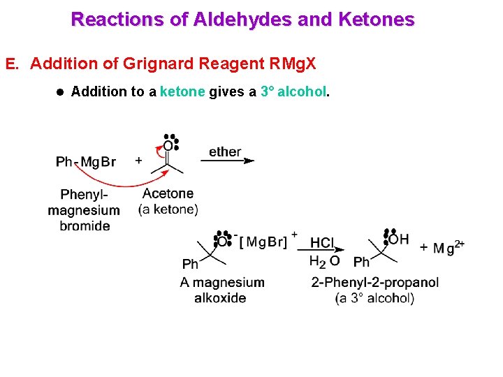 Reactions of Aldehydes and Ketones E. Addition of Grignard Reagent RMg. X l Addition