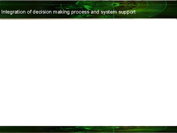 Integration of decision making process and system support 