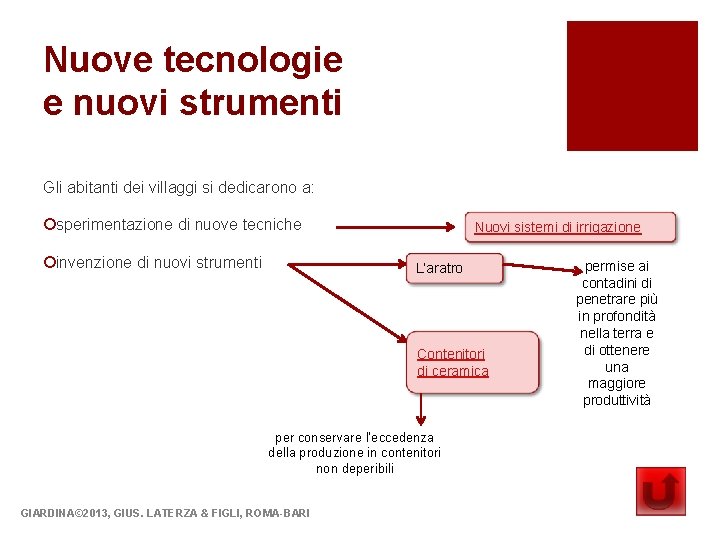 Nuove tecnologie e nuovi strumenti Gli abitanti dei villaggi si dedicarono a: ¡sperimentazione di Nuove tecnologie e nuovi strumenti Gli abitanti dei villaggi si dedicarono a: ¡sperimentazione di