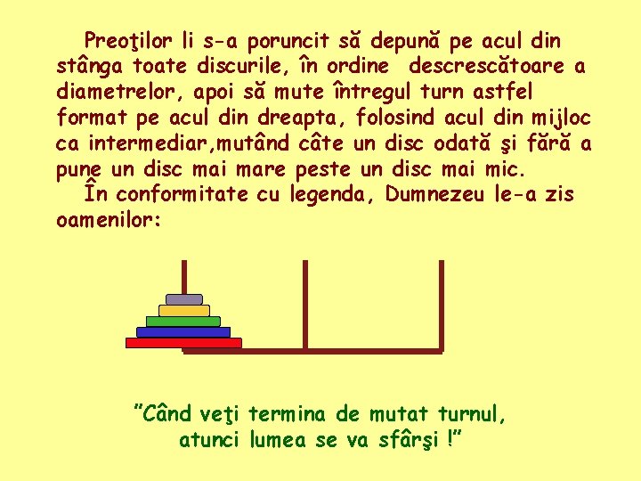 Preoţilor li s-a poruncit să depună pe acul din stânga toate discurile, în ordine