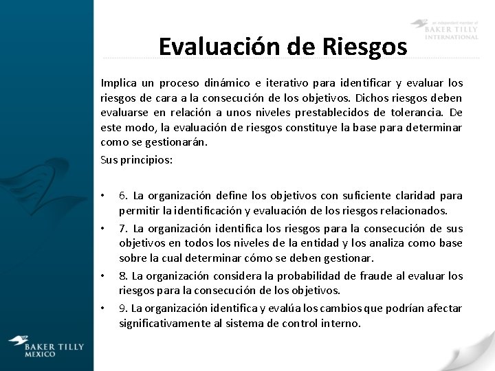 Evaluación de Riesgos Implica un proceso dinámico e iterativo para identificar y evaluar los