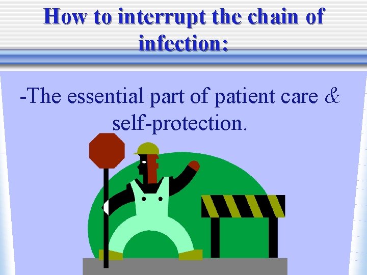 How to interrupt the chain of infection: -The essential part of patient care &