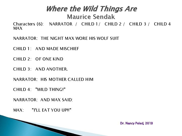 Where the Wild Things Are Maurice Sendak Characters (6): NARRATOR / CHILD 1/ CHILD