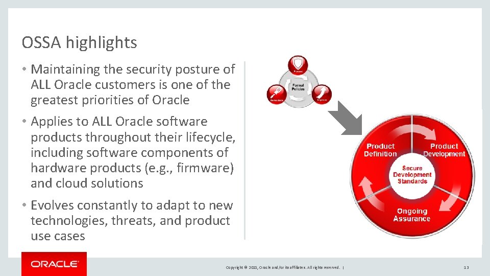 OSSA highlights • Maintaining the security posture of ALL Oracle customers is one of OSSA highlights • Maintaining the security posture of ALL Oracle customers is one of