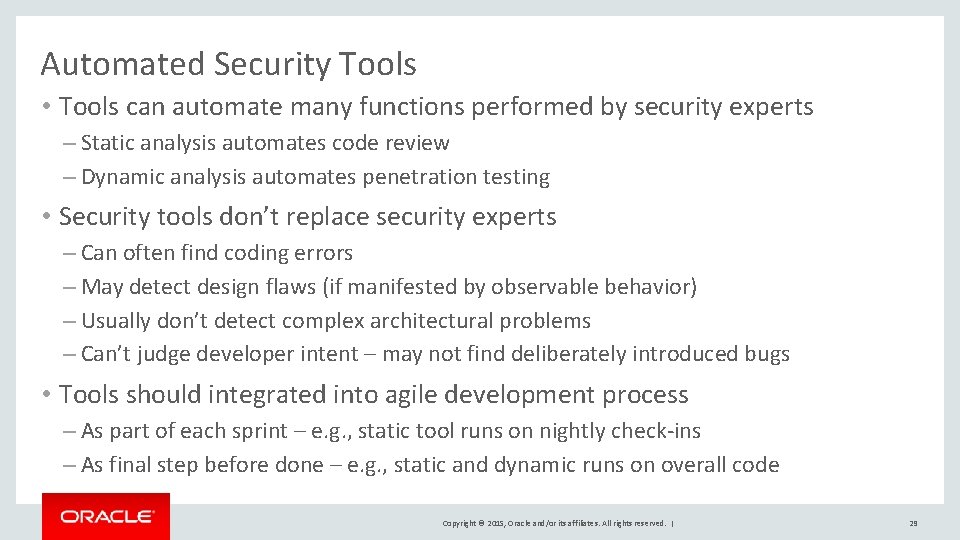 Automated Security Tools • Tools can automate many functions performed by security experts – Automated Security Tools • Tools can automate many functions performed by security experts –