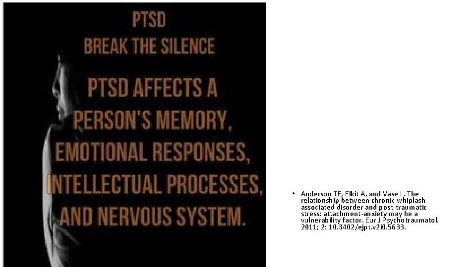 • Anderson TE, Elkit A, and Vase L. The relationship between chronic whiplash‐ • Anderson TE, Elkit A, and Vase L. The relationship between chronic whiplash‐