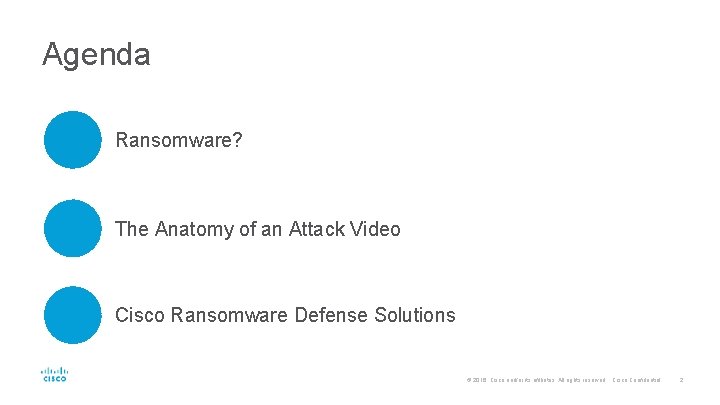 Agenda Ransomware? The Anatomy of an Attack Video Cisco Ransomware Defense Solutions © 2016