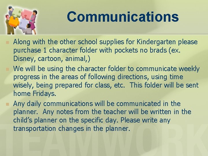 Communications n n n Along with the other school supplies for Kindergarten please purchase Communications n n n Along with the other school supplies for Kindergarten please purchase