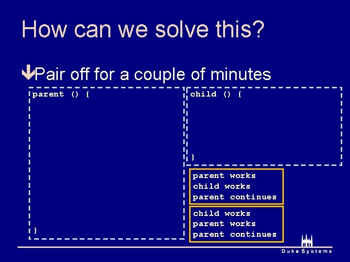 How can we solve this? êPair off for a couple of minutes parent ()