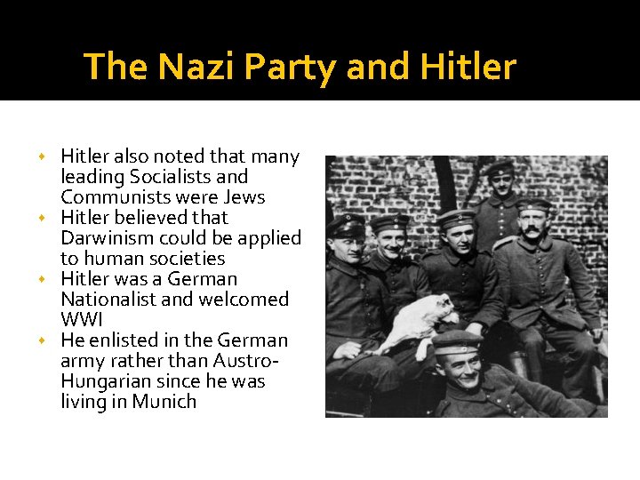 The Nazi Party and Hitler also noted that many leading Socialists and Communists were