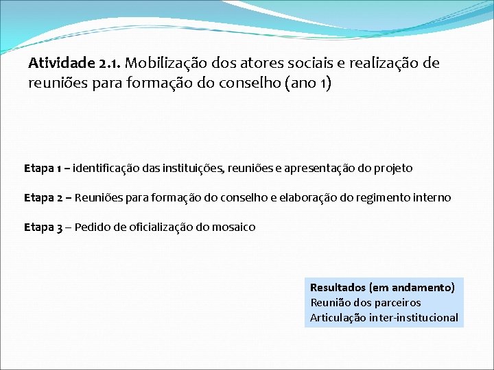 Atividade 2. 1. Mobilização dos atores sociais e realização de reuniões para formação do