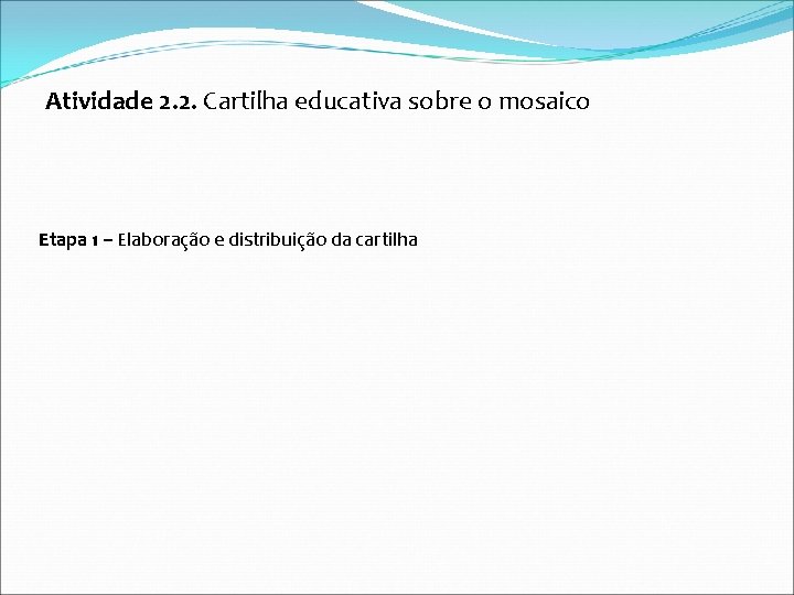 Atividade 2. 2. Cartilha educativa sobre o mosaico Etapa 1 – Elaboração e distribuição