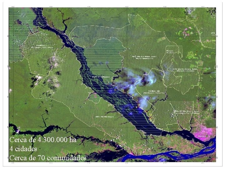 Cerca de 4. 300. 000 ha 4 cidades Cerca de 70 comunidades 