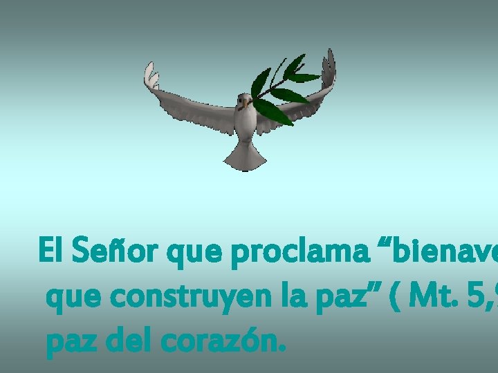 El Señor que proclama “bienave que construyen la paz” ( Mt. 5, 9 paz